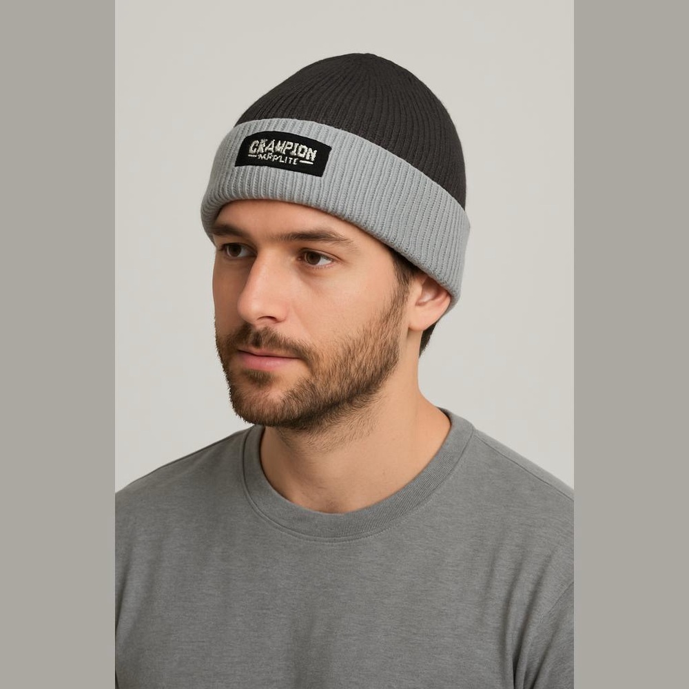 Unisex Champion Beanie Hat One Size Gray Black